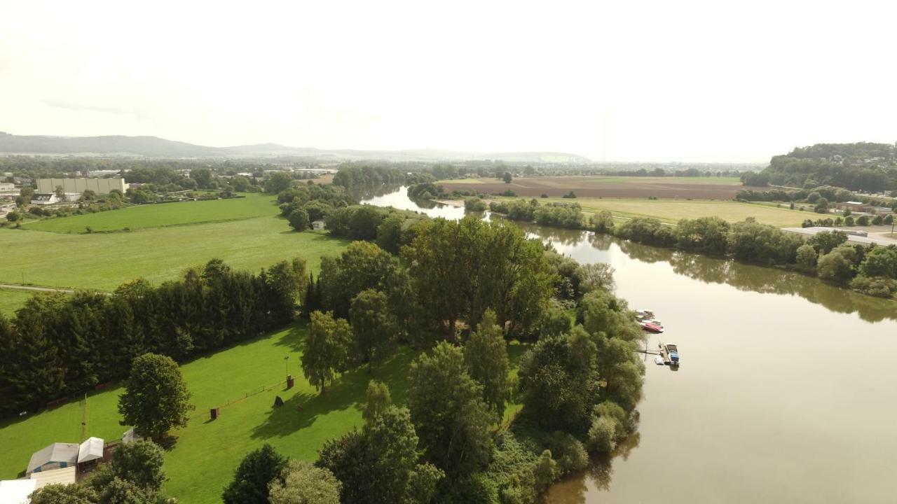 Weserwohnung - Bootshaus Urlaub am Wasser Hamelin Exterior foto